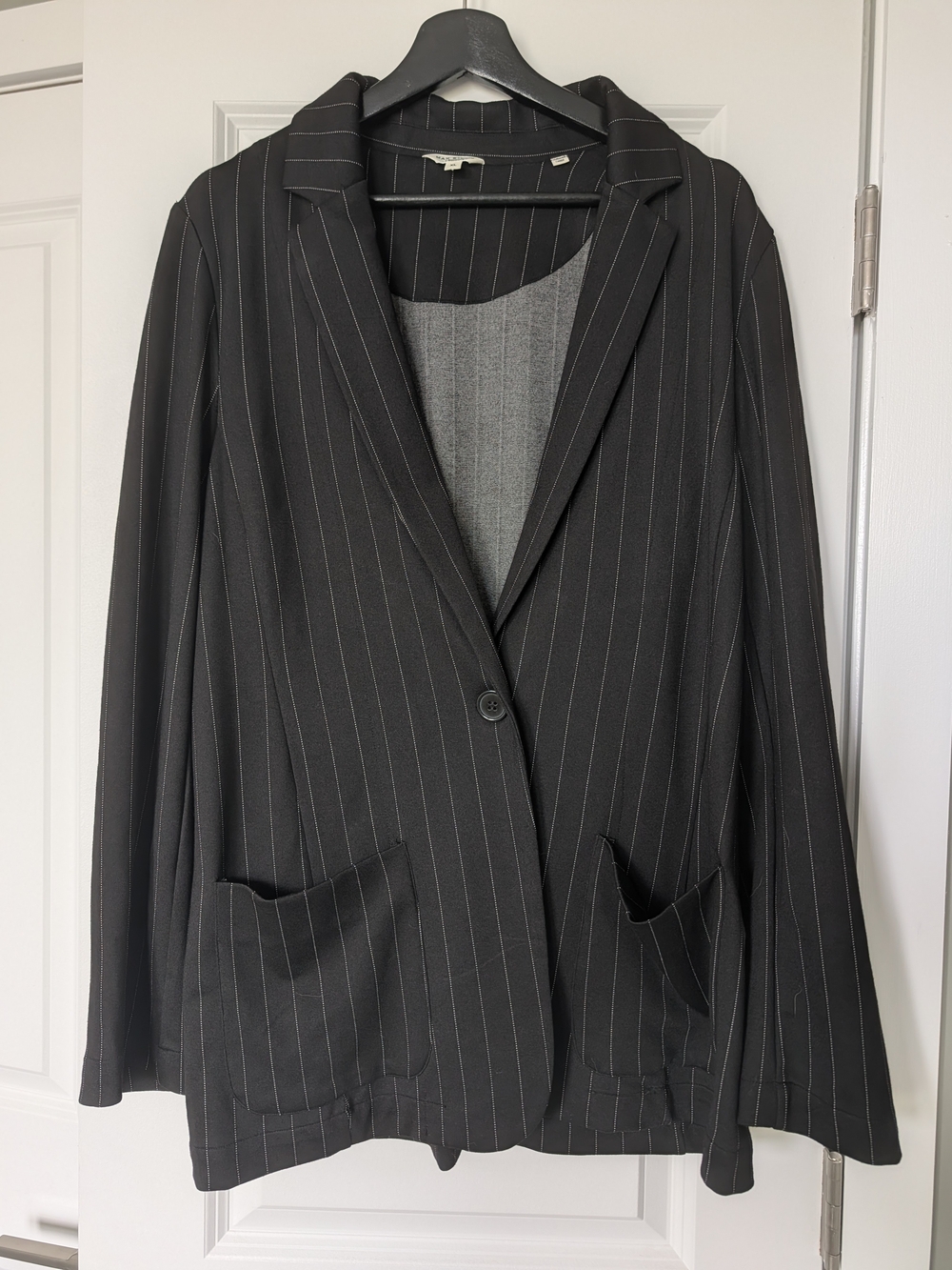 Max Studio Black Pinstripe Single-Button Blazer